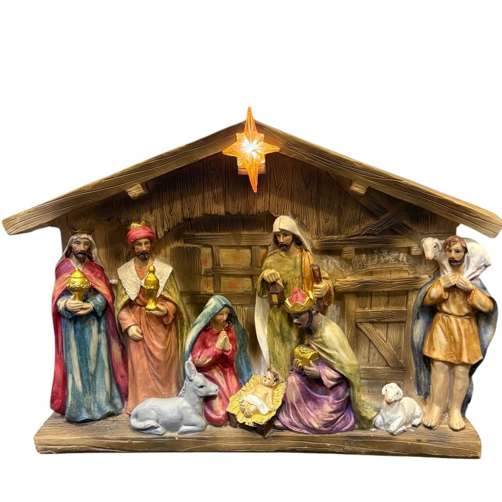 Glitzhome Illuminated Star Nativity Set Scene Resin One Piece Figurine