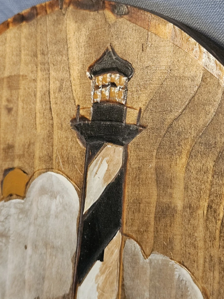 Letrero de bienvenida de faro de madera tallado a mano pintado a mano ÚNICO EN SU CLASE Foto 3 de 4