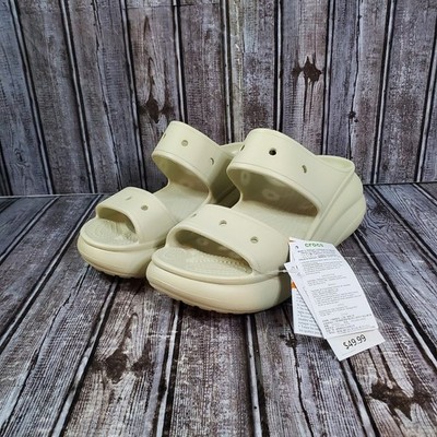 Crocs Unisex Classic Crush Sandal Bone Off White Platform Slide Women 11 Men 9