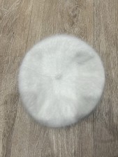 Vintage White Mohair Beret Angora Wool French Style Hat