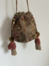 Handmade Zara Bucket Bag Tasche mit Perlen Bestickt Boho Hippie Ethno Ibiza