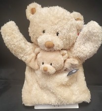 Baby Gund Lets Play Bippy and Baby Teddy Bear Hand Puppets Plush NWT