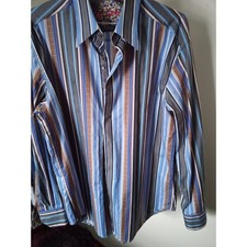 Robert Graham Mens XL Long Sleeve Button Up Shirt Striped Geometric Design