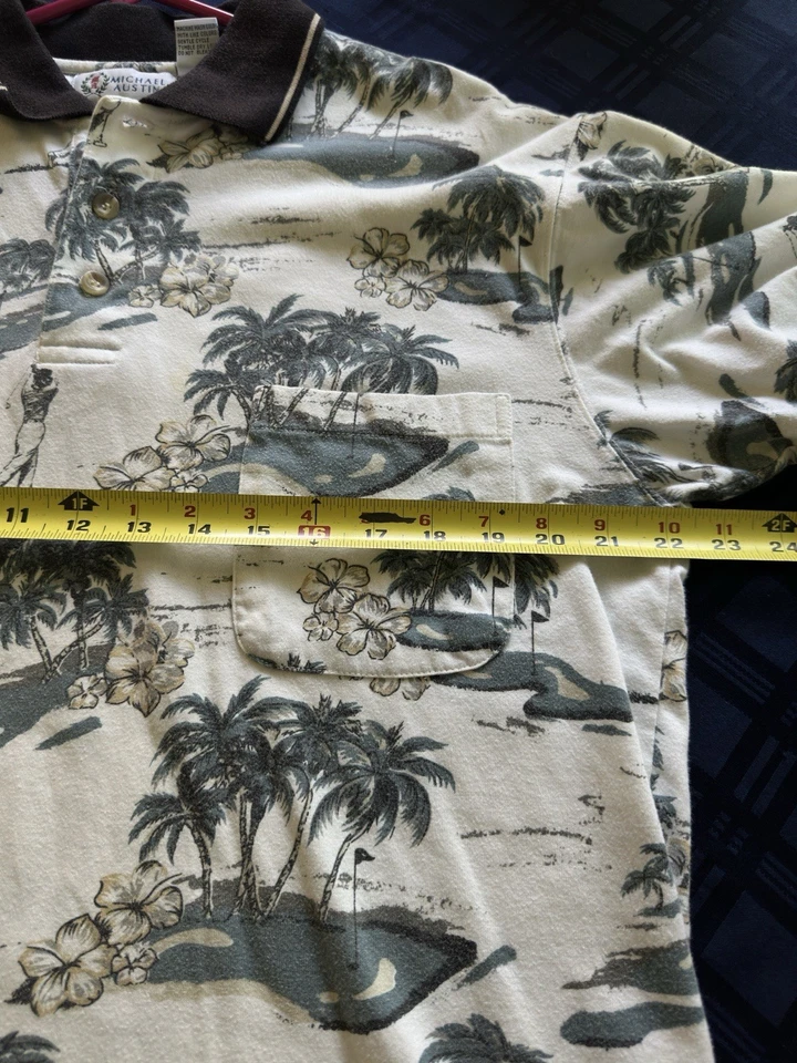 Винтажная мужская рубашка-поло с коротким рукавом Michael Austin для гольфистов с принтом размер M - Изображение 4 из 4