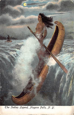 #ad Postcard NY: The Indian Legend Maiden in Canoe Niagara Falls New York 1900#x27;s $4.95
