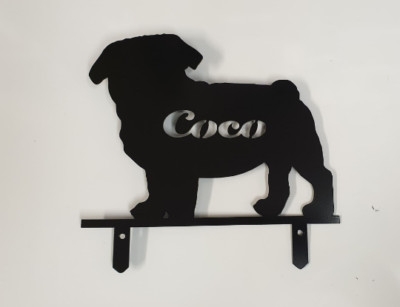 Personalisierter Mops Metall Haustier Hundeliebhaber Geschenk individuell Denkmal Grab Garten Ornament