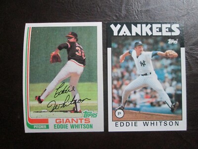 Two Topps Eddie Whitson Baseball Cards - See Below