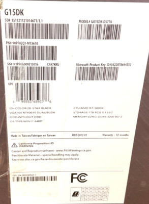 Asus Republic of Gamers Strix FT R7-5800X 16GB 1TB GbE RTX3070 W10H GA15DK-DS776