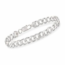 Mens Solid Curb Cuban Link Bracelet or Chain Necklace Real 925 Sterling Silver