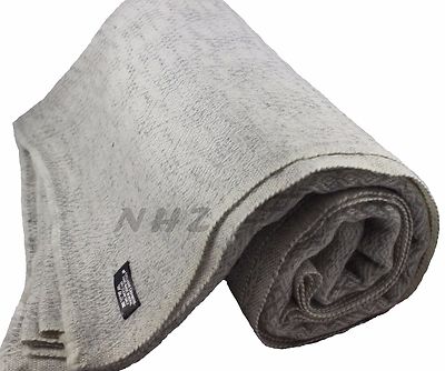 Himalayan Cashmere Throw~Off White Color~Blanket~54'' x 108''~Hand Made in Nepal