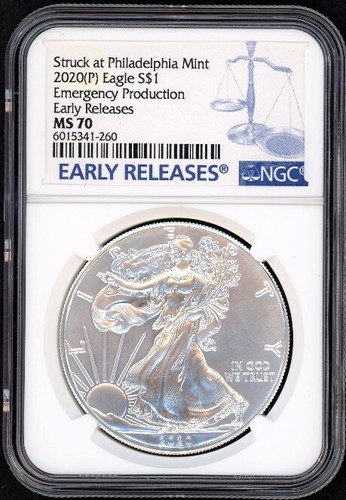 2020 (P) Silver Eagle NGC MS70 Struck at Philadelphia Mint Early Releases EP