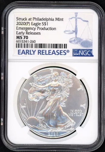 2020 (P) Silver Eagle NGC MS70 Struck at Philadelphia Mint Early Releases EP