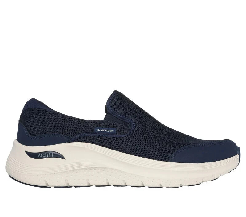 Man Skechers Arch Fit Vallo Cushioned Sneaker Shoe 232706 Navy/White ...