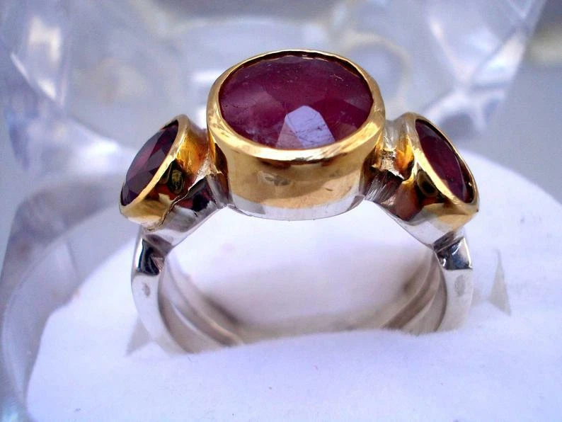 Anel masculino de rubi prata esterlina 925 Yaqoot feito à mão tamanho 9 pedra genuína - Imagem 4 de 4