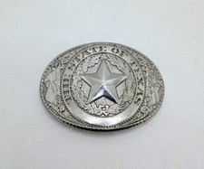 The State Of Texas Belt Buckle Silver Tone Lone Star