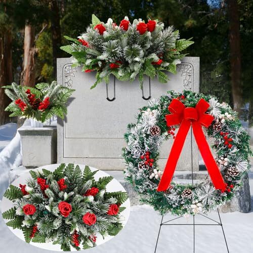 4 Pcs Christmas Artificial Cemetery Flowers Decorations Classic Multi Color
