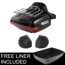 King Trunk Top Rack Backrest Speakers Light Fit For Harley Street Glide 14-25