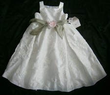 SWEETHEART ROSE FLOWER GIRL DRESS SIZE 10 PORTRAIT FORMAL WHITE GREEN SASH NWT