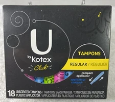 U by Kotex Click Regular Tampons 18 Each- Brand New Sealed Box