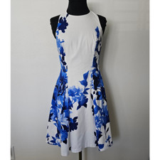 EUC *Lauren ralph Lauren* Women's Summer Blue Floral Cotton Dress 2