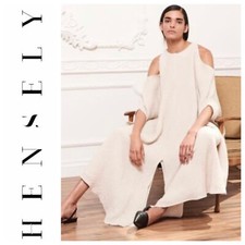 NWT Hensely Crinkle Linen Kaftan Taupe Beige Dress Size PS Retail $1295 Made USA