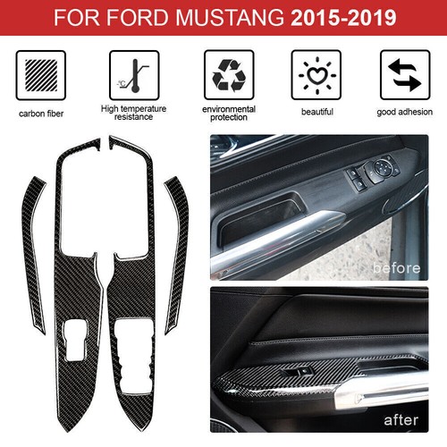 Carbon Fiber Interior Window Switch Cover Trim for Ford Mustang 2015