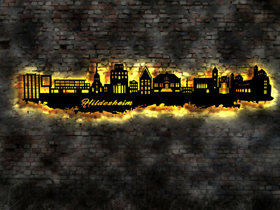 220cm LED skyline Hildesheim city map wall decal wall sticker silhouette picture