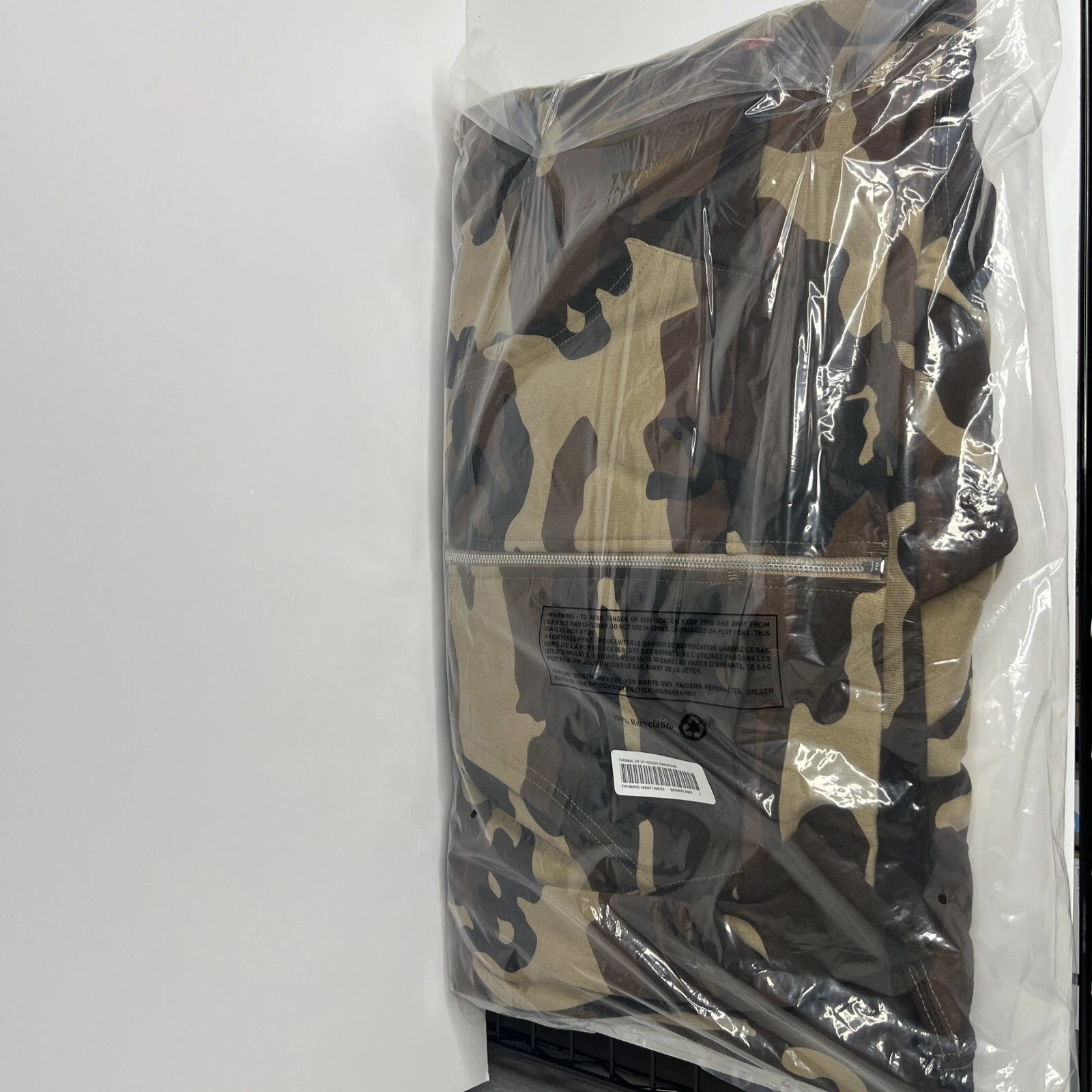 Felpa con cappuccio Supreme termica con cerniera L marrone cotone mimetico da uomo FW19SW55