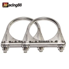 2X 2.75" Heavy Duty Exhaust Hanger Stainless Steel U Bolt Clamp Universal Silver