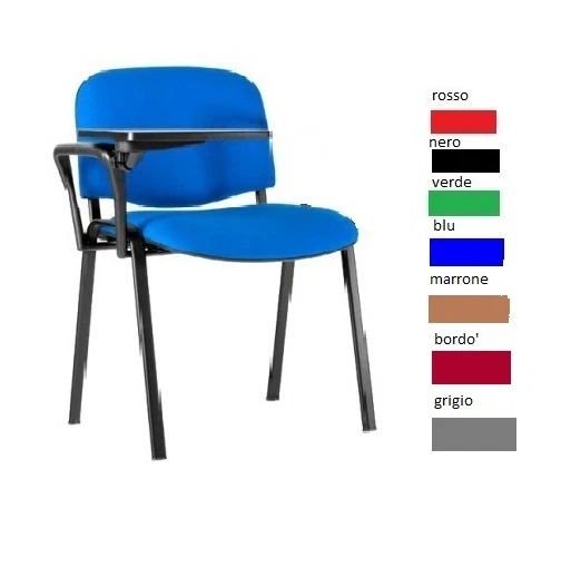 Sedie con Bracciolo e Scrittoio ribaltabile, conferenze, da ufficio, rivestiti in tessuto o finta pelle colorata a scelta, resistente e prodotto 100% italiano (20