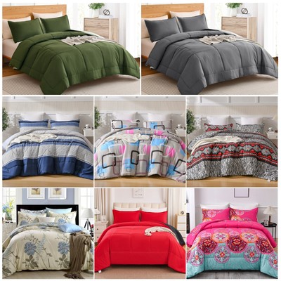 Boho Comforter Set Floral/Geometric/Stripes Bedding Set with Pillowcase T/Q/K