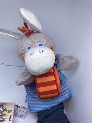 HABA German Musical Donkey Glove Puppet New With Tags Drum Rattles Merrily 10 