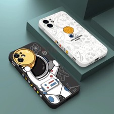 For iPhone 17 16 15 14 13 12 Pro Max 11 XR Cartoon Astronaut Silicone Case Cover