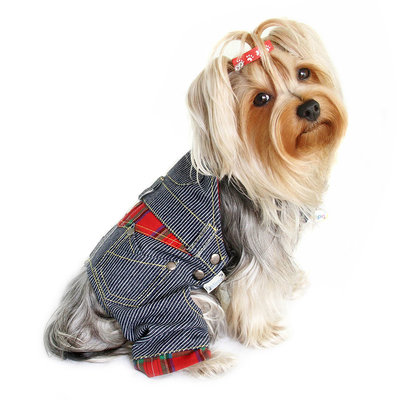 Klippo Dog Clothes Adorable Stripy Denim Overall XS-XL Puppy Pet Stripes 