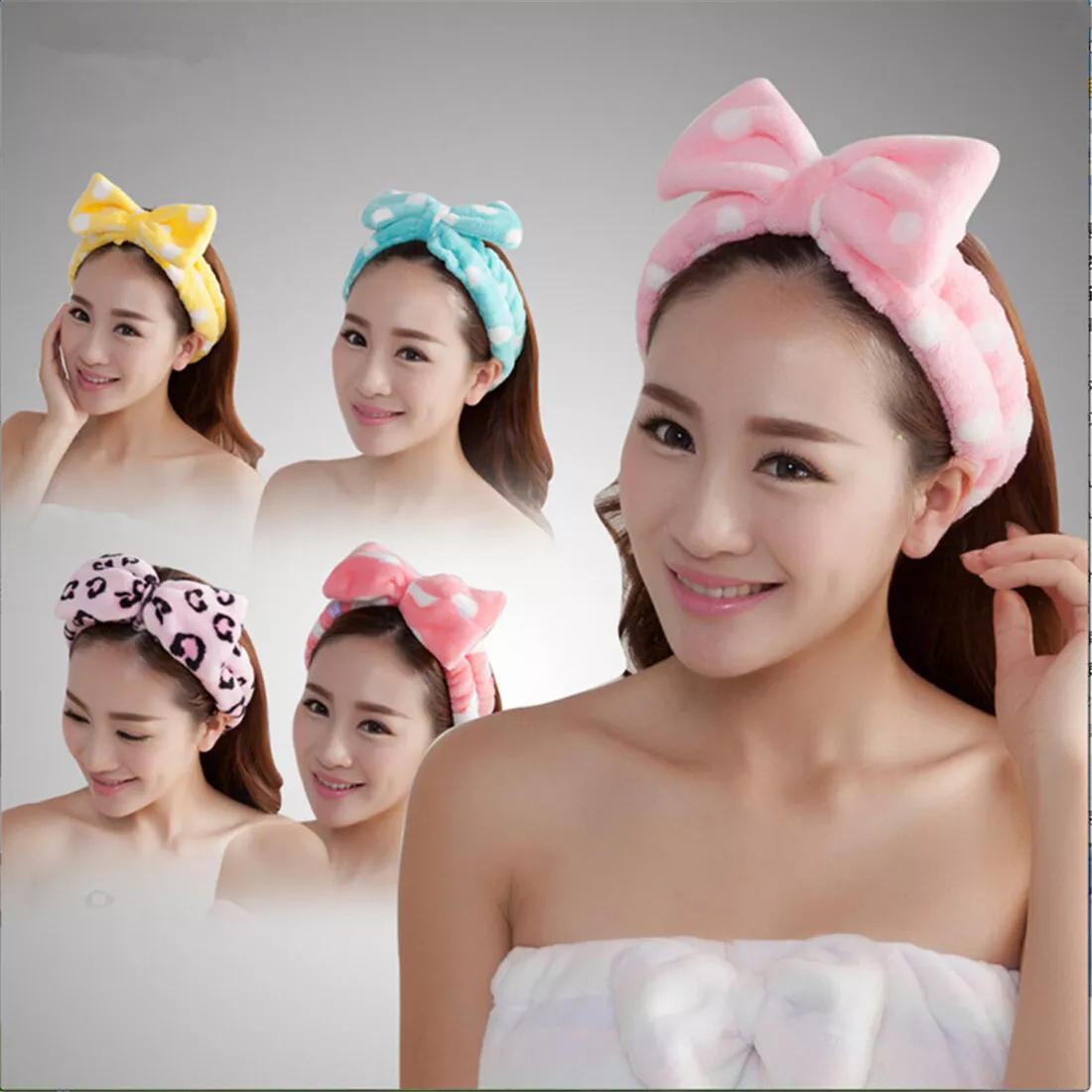 Bowknot Coral Velvet Hair Band Makeup Wash Face Bath Headband Soft Plush Cute