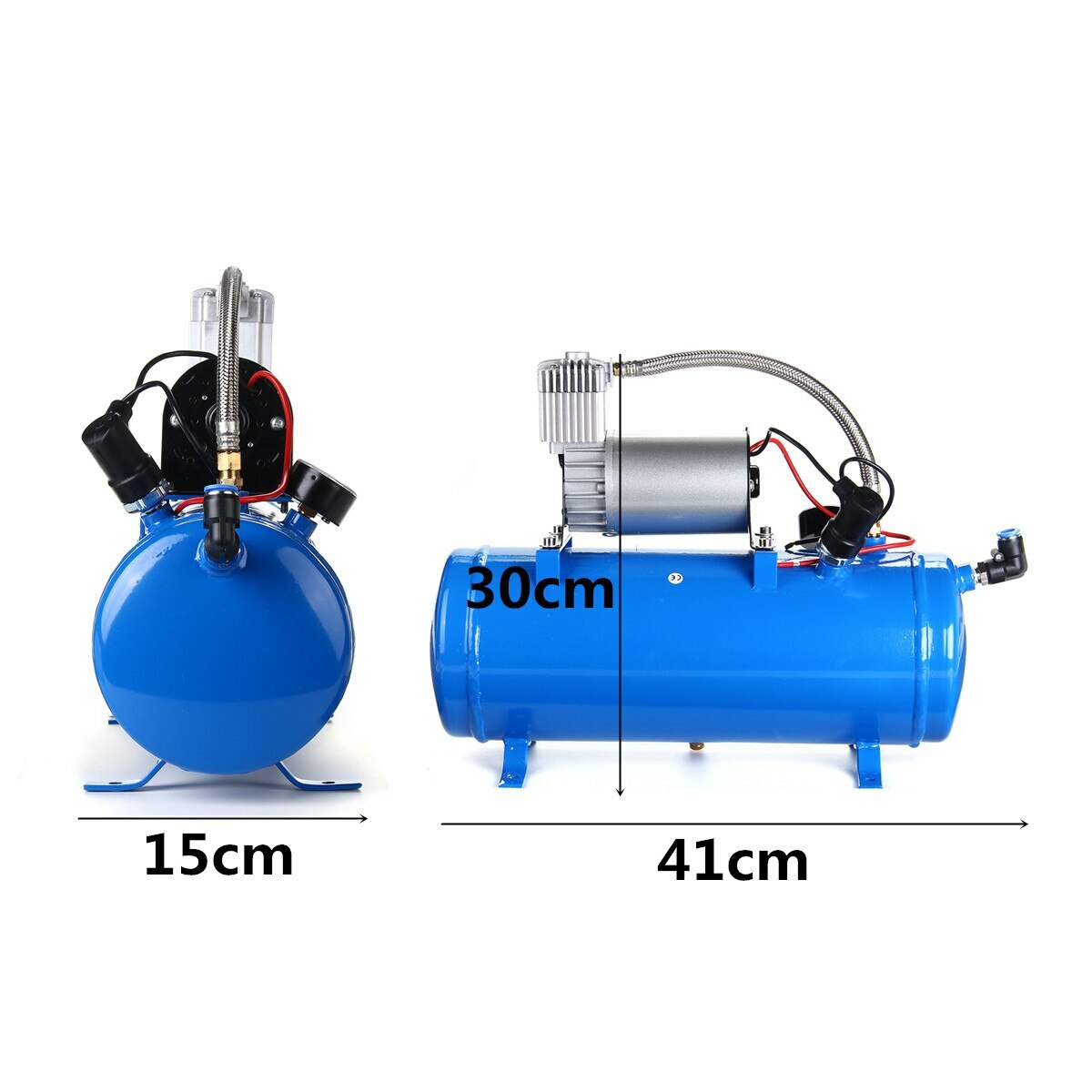 Compresseur d'air 12 V 150 PSI avec réservoir de 6 l, compresseur d'air 4 trompettes, kit de klaxon, système complet pour SUV Car Truck