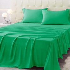 Full Bed Sheet Set 4PC Soft Microfiber Deep Pockets Mint Green
