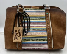Tony Lama Conceal Carry Purse Womens Striped Canvas With Removable Key Fob Aztec