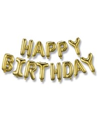 Happy Birthday Balloons Banner Bunting Party Inflating Decoration New Gold