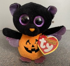 TY BATTY the BAT PUMPKIN HALLOWEENIE BEANIE BABY 2014 - MINT Halloween Plush 3"
