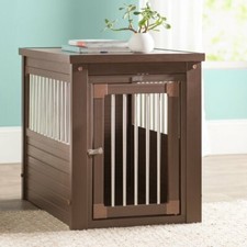 Wooden Dog Crate Table Decorative Pet Cage End Table Small Brown Furniture New