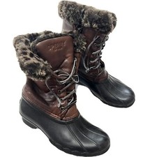 Sperry Topsider saltwater boots youth 2 girls leather brown