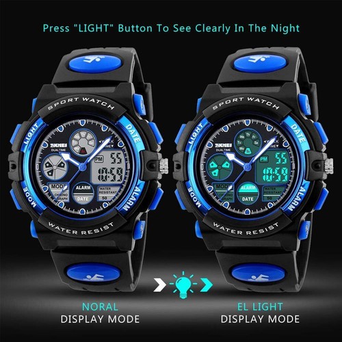 Kids Boys Sport LED Digital Watch Alarm Date MultiFunction Wristwatch Stopwatch - Picture 3 of 21