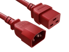 10ft IEC-60320 C14 to C19 Extension Power Cord 14AWG 15A/250V SJT, Red