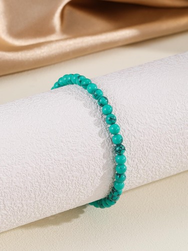 Pulsera de cuentas de lava azul piedra natural redonda brazalete trenzado pulsera con dije - Imagen 10 de 12