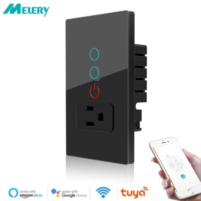 Melery Wifi Smart Tuya Light Switch Intelligent Wall Socket US Plug Panel Remote