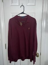 Polo Ralph Lauren Pima Touch Cotton Red Dark Sleeve Mens Shirt Size L