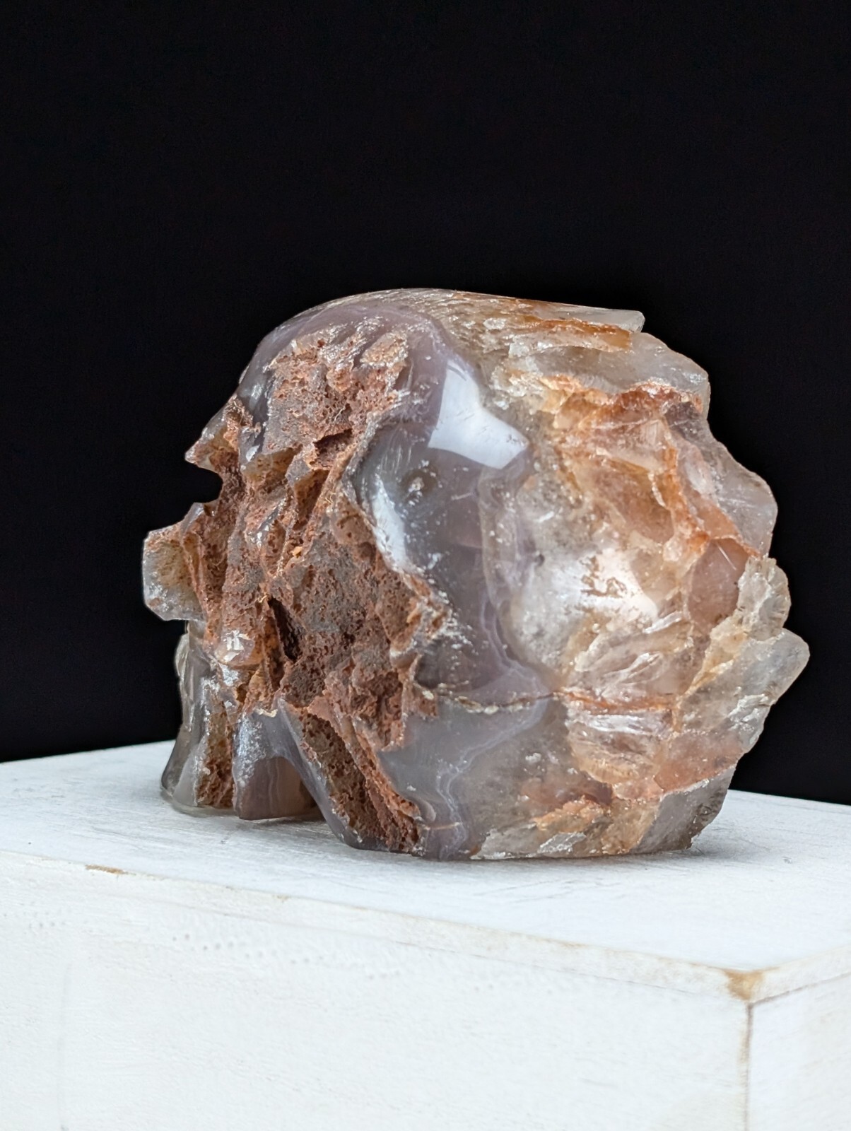 Quartz Skull Carving Druzy Geode Half Face Large Crystal Chakra