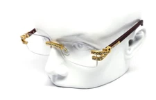 Mens Sunglasses Hip Hop Quavo Migos Rimless Diamond SQUARE Frame Clear Lens Gold