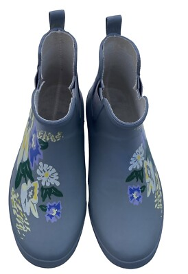 #ad Women’s Rubber Garden Boots Sz 10 Pull On Rain Mud Gardenline Gray Flowers $26.00